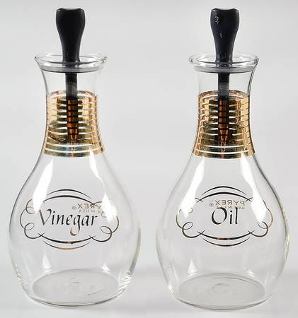 Gold Band Vinegar and Oil Set with Stoppers