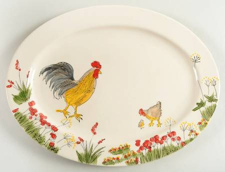 Southern Rooster 13" Oval Serving Platter