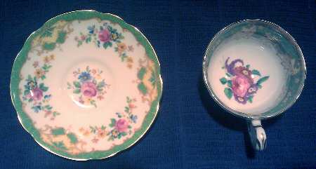 Plymouth (Green) Footed Cup & Saucer Set