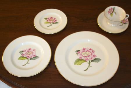 Pink Camelia Footed Cup & Saucer Set