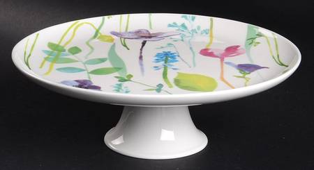 Water Garden 9" Diameter Pedestal Cake Stand