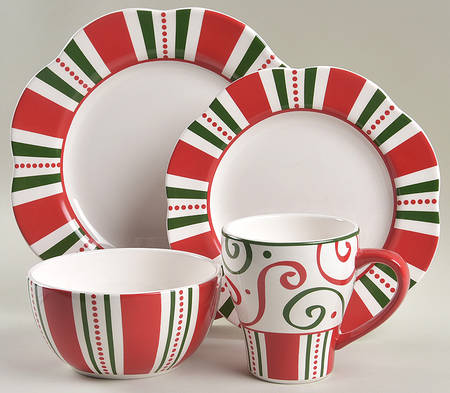 Christmas Stripes 4 Piece Place Setting