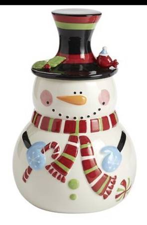 Snowman Figural Cookie Jar & Lid