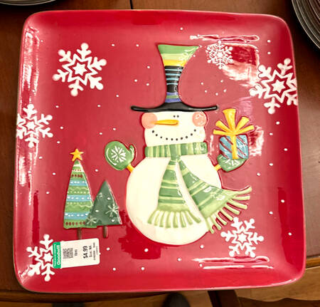 Snowman 14" Square Platter