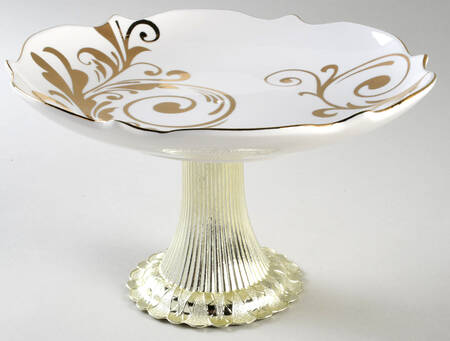 Elegant Scroll Cake Stand with 4"-5" Metal Pedestal  Hc