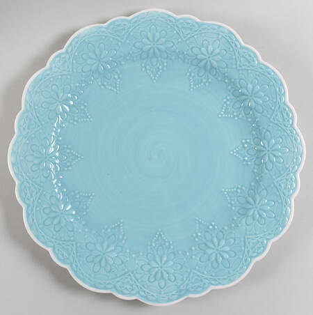 Lacy Aqua Blue 14" Chop Plate (Round Platter)