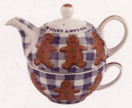 Gingerbread Man Individual Teapot & Lid with Cup