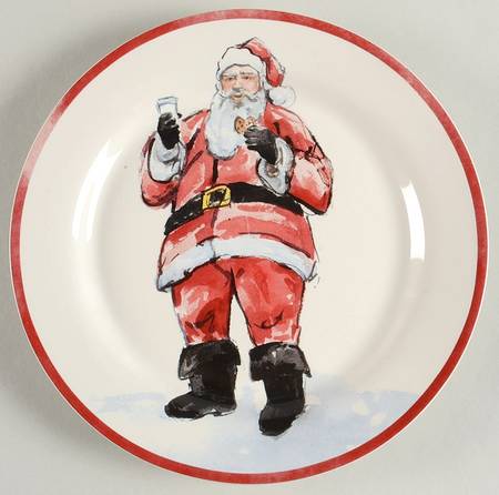 Painted Santa Salad Plate