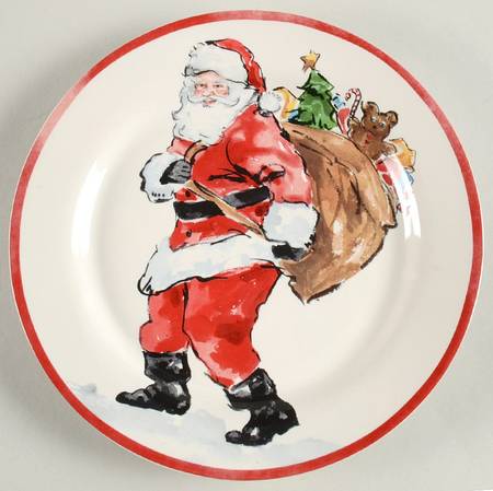 Painted Santa Salad Plate