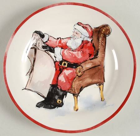 Painted Santa Salad Plate
