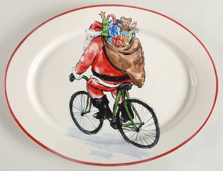 Painted Santa 15" Oval Serving Platter