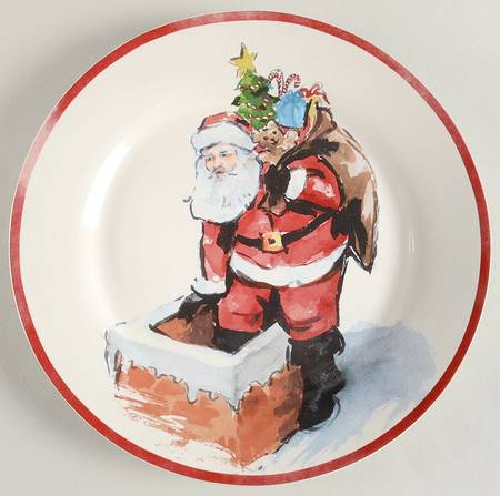 Painted Santa Dinner Plate