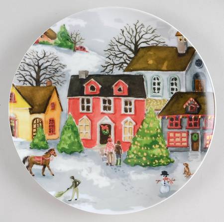 Winter Village Salad/Dessert Plate