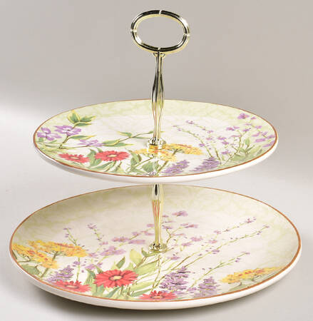 Botanical Garden 6 5/8"-10"  2 Tiered Serving Tray (Dp, Sp) HC