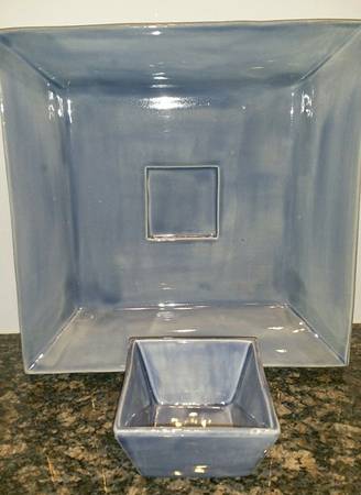 Square Sausalito Blue Gray (2 Piece) Chip & Dip Set