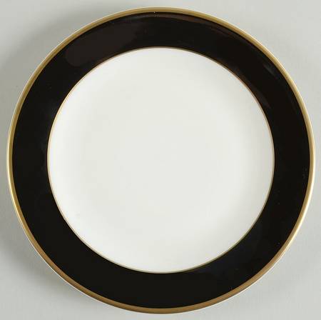 ColorBurst Black (Gold Trim, Ivory) Bread & Butter Plate