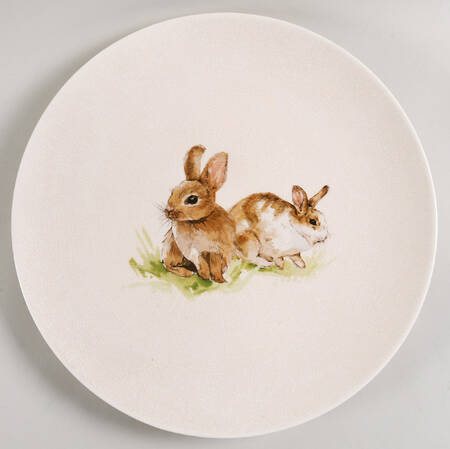 Pasture Bunny 14" Chop Plate (Round Platter)
