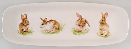 Pasture Bunny 20" Oval Serving Platter