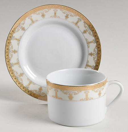 PLX2 Beige (Bijou) Flat Cup & Saucer Set