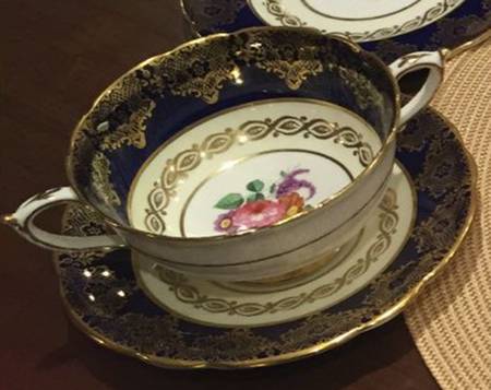 PAR231 Footed Cream Soup Bowl & Saucer Set