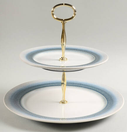Eclipse Blue 6 5/8"-10"  2 Tiered Serving Tray (Dp, Sp) HC