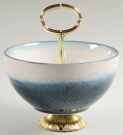 Eclipse Blue 6"-7" Handled Footed Nut Dish HC