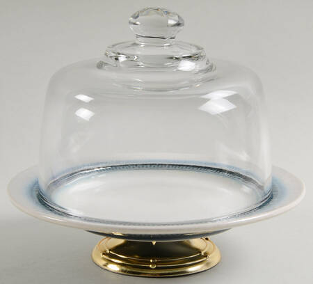 Eclipse Blue 6 1/2"-7 1/2" Footed Cheese Plate w/ Glass Dome HC