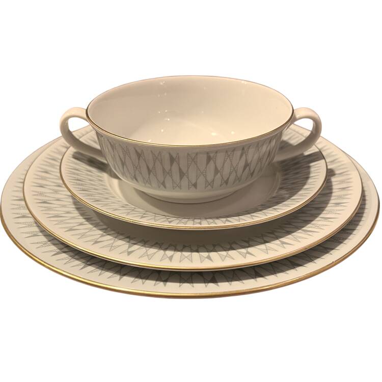PRG88 Footed Cream Soup Bowl & Saucer Set