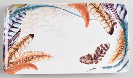 Feather (Multicolor) 14" Rectangular Serving Platter