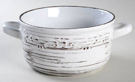 Trellis White Individual Handled Soup Bowl by Pfaltzgraff