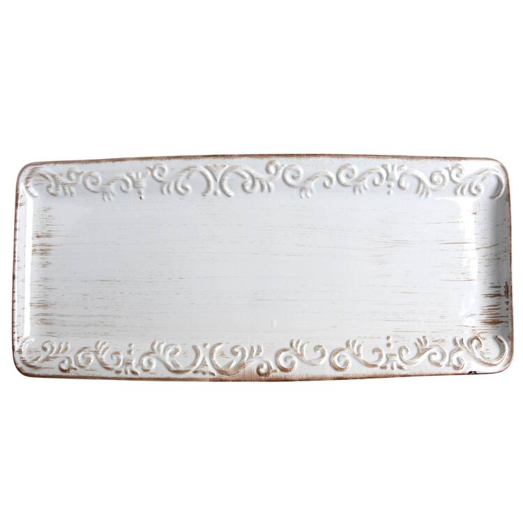 Trellis White 16" Rectangular Serving Platter