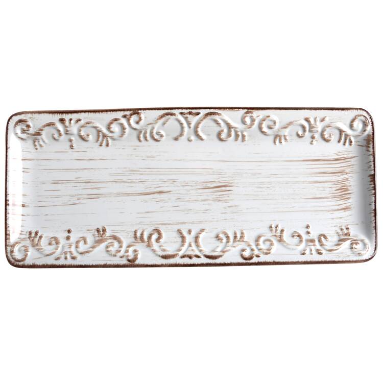 Trellis White 12" Rectangular Serving Platter by Pfaltzgraff