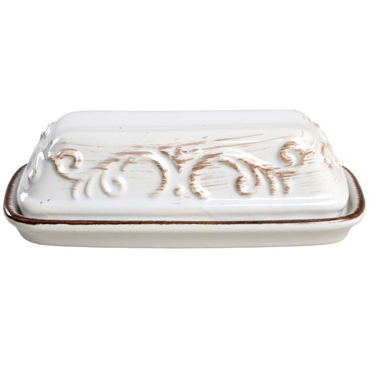 Trellis White 1/4 Lb Covered Butter by Pfaltzgraff