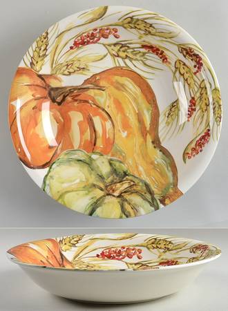 Watercolor Pumpkin 14" Round Serving Bowl