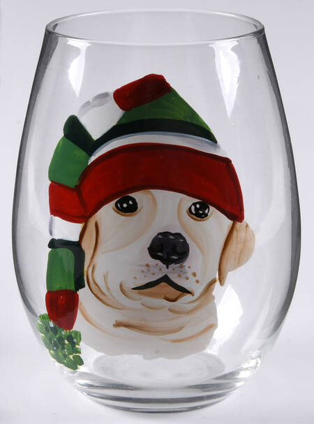 Christmas Puppies Glassware Flat Wine Tumbler