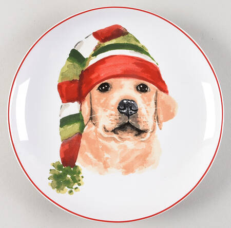 Christmas Puppies Salad Plate