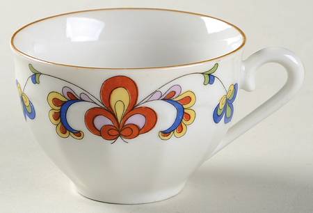 Farmer's Rose (Mustard Trim) Flat Demitasse Cup