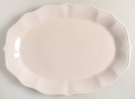 Paige-Linen White 14" Oval Serving Platter