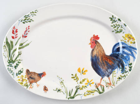Garden Rooster 13" Oval Serving Platter