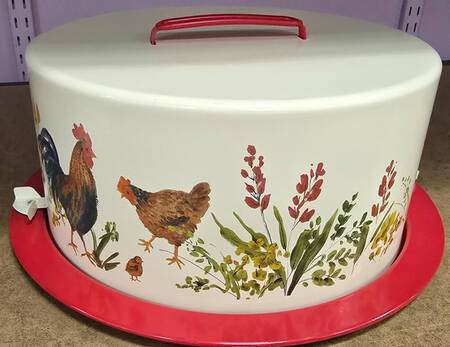 Garden Rooster Metal Cake Safe & Lid