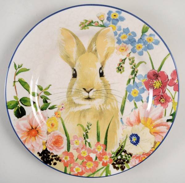 Floral Bunny Salad Plate