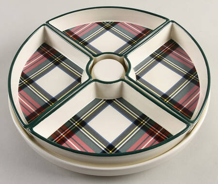 Plaid 5 Pc Lazy Susan (4 Sides & Center Handled Base)