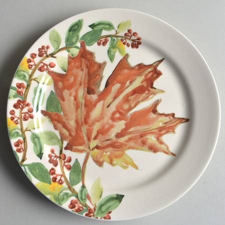 Watercolor Leaves Salad Plate