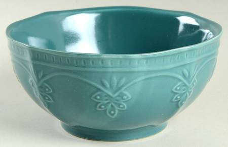 Farmhouse Lace Ocean Teal Soup/Cereal Bowl