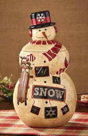 Let It Snow Figural Cookie Jar & Lid