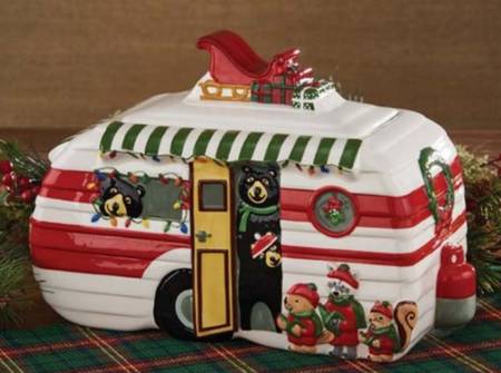 Hometown Holiday Figural Cookie Jar & Lid