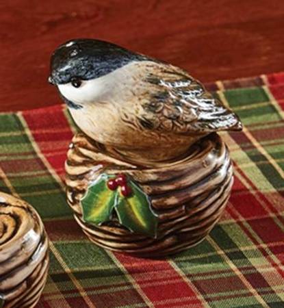 Winter Birds Stacking Figure Salt & Pepper Set