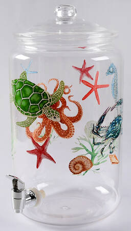 Sea Life Plastic Beverage Dispenser with /Lid