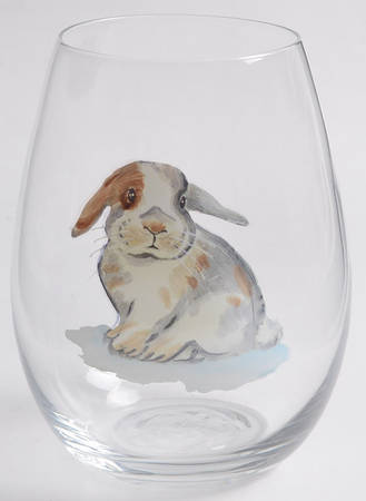 Elegant Gray Bunnies Glassware Stemless Wine