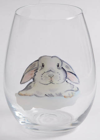 Elegant Gray Bunnies Glassware Stemless Wine